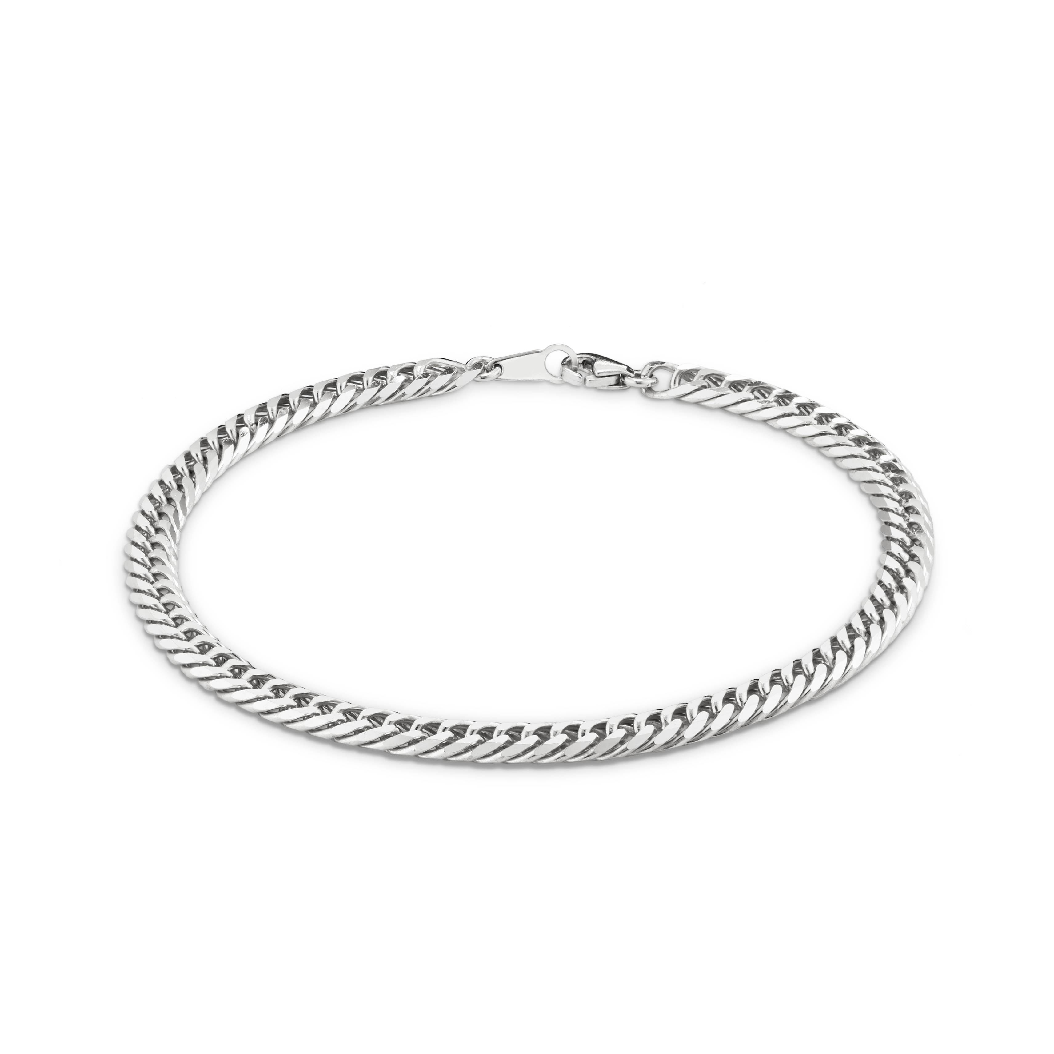 Shop platinum Bracelets Diamond Cut Double Curb Chain Bracelet