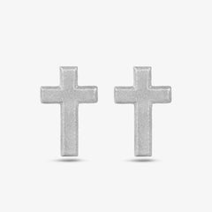 Cross Stud Earrings - Silver