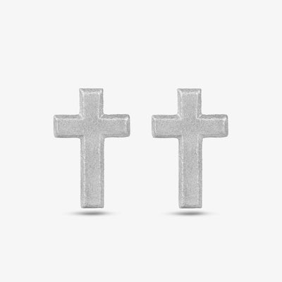 Cross Stud Earrings - Silver