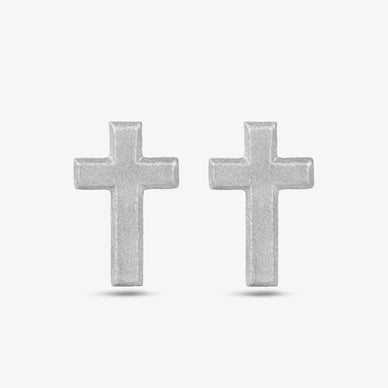 Cross Stud Earrings - Platinum