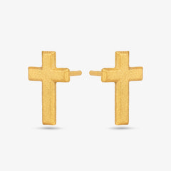 Cross Stud Earrings - Gold 18k