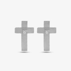 Cross Stud Earrings - Silver