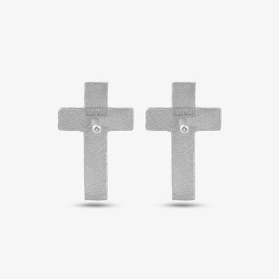 Cross Stud Earrings - Silver