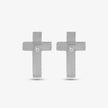 Cross Stud Earrings - Platinum