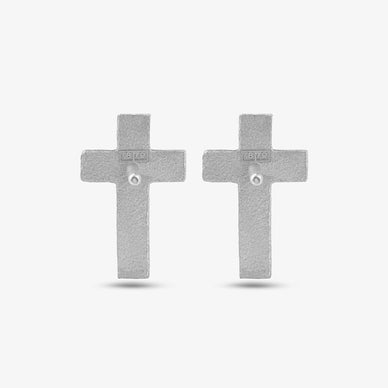 Cross Stud Earrings - Platinum