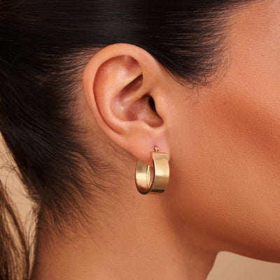 Classic Flat Gold Hoop Earrings