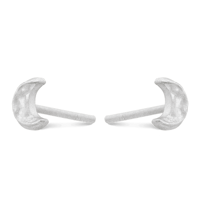 Crescent Moon Stud Earrings - Platinum