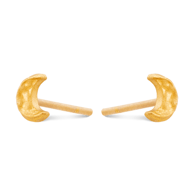 Crescent Moon Stud Earrings - Gold 14k