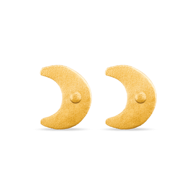 Crescent Moon Stud Earrings - Gold 14k
