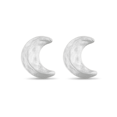 Crescent Moon Stud Earrings - Platinum