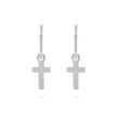 Cross Charm Hoop Earrings - Platinum