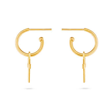 Cross Charm Hoop Earrings - Gold 18k