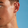 Cross Charm Hoop Earrings - Platinum