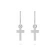 Cross Charm Hoop Earrings - Platinum