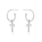 Cross charm hoop earrings