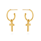Cross charm hoop earrings