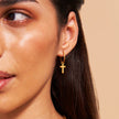 Cross Charm Hoop Earrings - Gold 18k