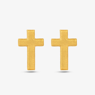 Cross Stud Earrings - Gold 24k