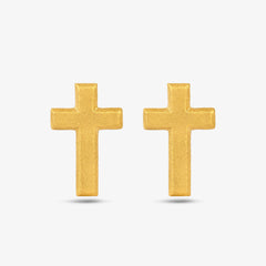 Cross Stud Earrings - Gold 18k