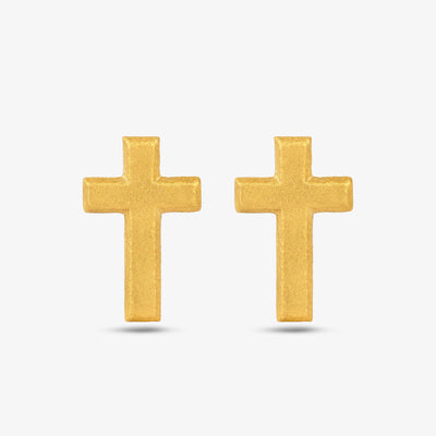 Cross Stud Earrings - Gold 18k