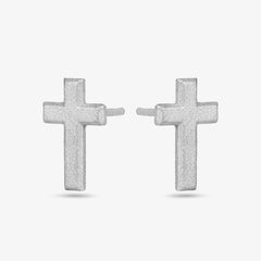 Cross Stud Earrings - Silver