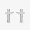 Cross Stud Earrings - Platinum