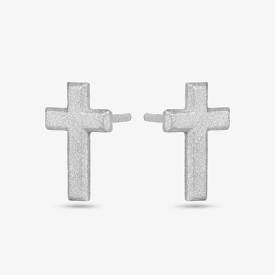 Cross Stud Earrings - Platinum