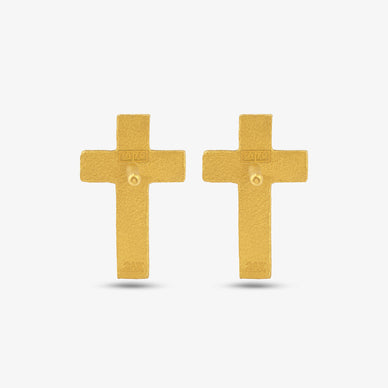 Cross Stud Earrings - Gold 24k