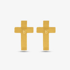 Cross Stud Earrings - Gold 18k