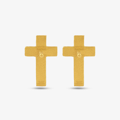 Cross Stud Earrings - Gold 18k