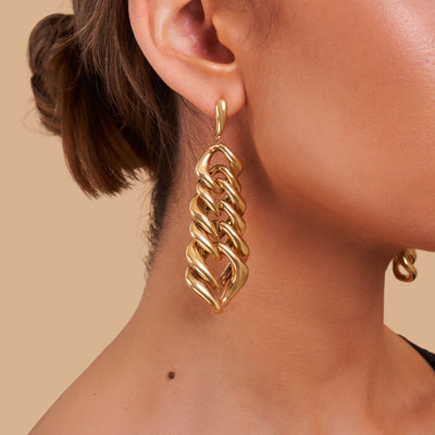 Curb Link Statement Drop Earrings