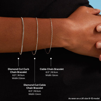 Diamond Cut Cable Chain Bracelet - Platinum