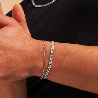 Diamond Cut Curb Chain Bracelet - Platinum