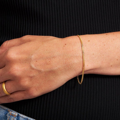 Diamond Cut Curb Chain Bracelet - Gold 24k