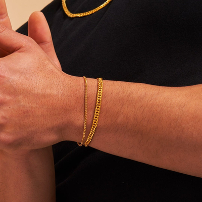 Diamond Cut Curb Chain Bracelet - Gold 24k