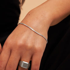 Diamond Cut Curb Chain Bracelet - Platinum