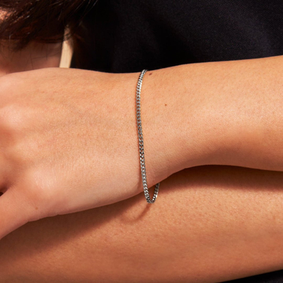 Diamond Cut Curb Chain Bracelet - Platinum