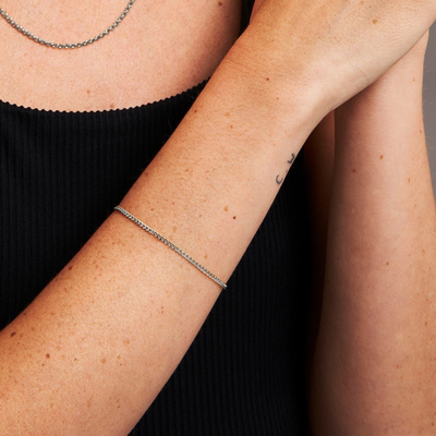 Diamond Cut Curb Chain Bracelet - Platinum