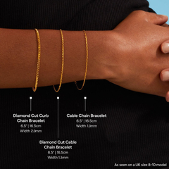 Diamond Cut Curb Chain Bracelet - Gold 24k