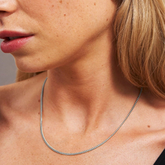 Diamond Cut Curb Chain Necklace - Platinum