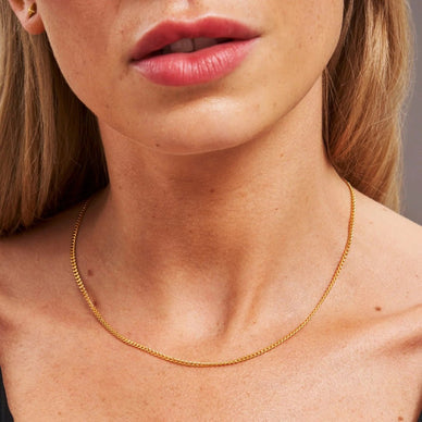Diamond Cut Curb Chain Necklace - Gold 24k