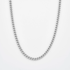 Diamond Cut Curb Chain Necklace - Platinum