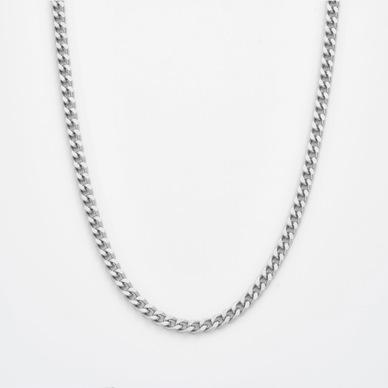Diamond Cut Curb Chain Necklace - Platinum