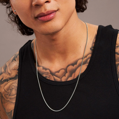 Diamond Cut Curb Chain Necklace - Platinum