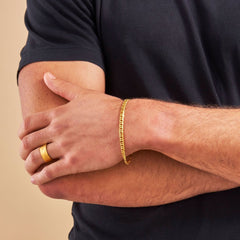 Diamond Cut Double Curb Chain Bracelet - Gold 24k