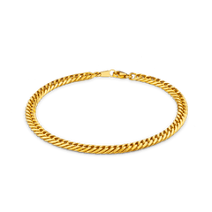 Diamond Cut Double Curb Chain Bracelet - Gold 24k