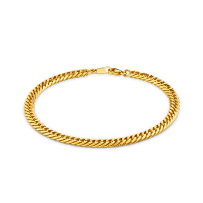 Diamond Cut Double Curb Chain Bracelet - Gold 24k