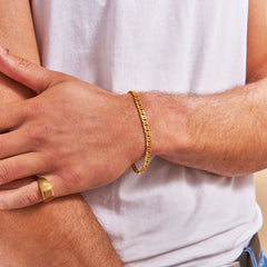 Diamond Cut Double Curb Chain Bracelet - Gold 24k