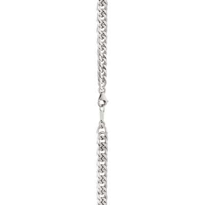 Diamond Cut Double Curb Chain Necklace - Platinum
