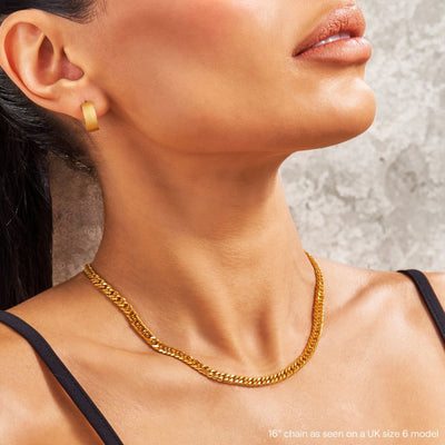 Diamond Cut Double Curb Chain Necklace - Gold 24k